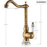 thumbnail of JULIAN | Premium Vintage Küchenarmatur Messing Gold | Edelstahl Retro Wasserhahn Mischbatterie Küche Gastro | 360° drehbar 2 Anschlüsse