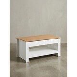 thumbnail of Couchtisch Weiß / Eiche 85x47x45 cm Wohnzimmertisch mit Stauraum, Design Sofatisch mit Ablagefach Modern, Kaffeetisch Loungetisch