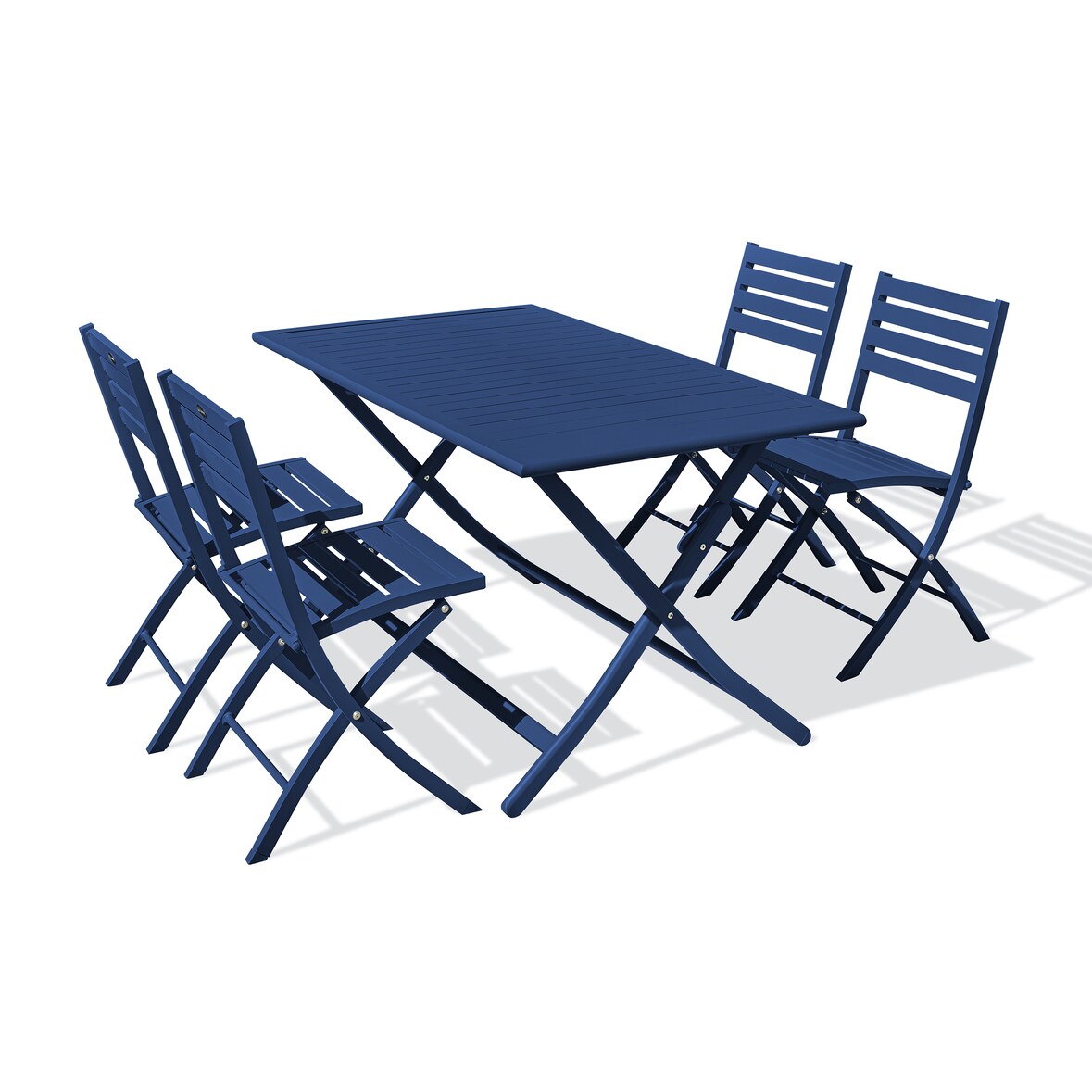 Ensemble repas de jardin 4 places en aluminium bleu marine - MARIUS