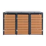 thumbnail of 3er Mülltonnenverkleidung HWC-K14, Mülltonnenbox Mülltonnenabdeckung, 119x205x84cm WPC Metall 109kg ~ Teak-Optik
