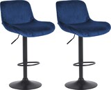 thumbnail of 2er Set Barhocker PONOR - Samt Blau 50x50x85 cm Schwarz | Barstuhl Höhenverstellbar Mit Lehne Drehbar Tresenhocker Tresenstuhl Kneipenhocker