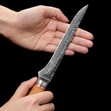 thumbnail of Wakoli Damast Ausbeinmesser I 16cm Klinge I Olivenholzgriff und Hammerschlag
