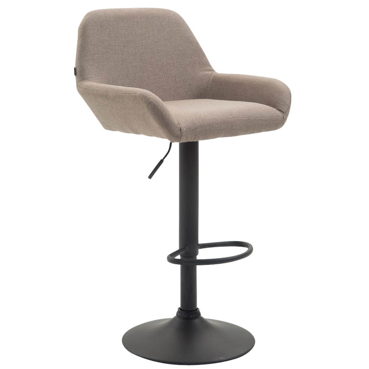 DELUKE® Barhocker DUBLIN - Taupe, Stoff, Schwarz | Barhocker mit Lehne Barstuhl Tresenhocker Tresenstuhl Kneipenhocker Kneipenstuhl