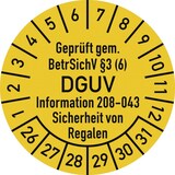 thumbnail of Dreifke® Prüfplakette BetrSichV §3 DGUV 208-043, 2026-2031,Dokumentenf.,Ø 30mm,10 Stück/Bogen