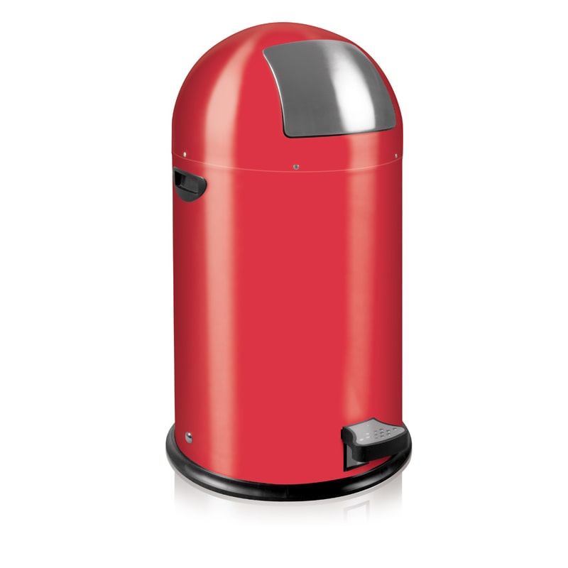 PROREGAL Stilvoller eleganter Abfalleimer mit starkem Fußpedal und verzinktem Inneneimer | 33 Liter, HxØ 70x38cm | Rot