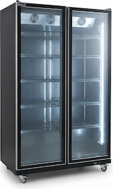 thumbnail of Romux® Glastürkühlschrank MD 1050 Liter 2 Türen Schwarz mit Belüftet | Professioneller Getränkekühlschrank mit Glastür & LED