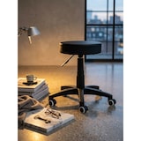 thumbnail of Büro- und Kosmetikhocker mit Leder-Optik, 360° drehbar, höhenverstellbar 44-55 cm, stabil. Schwarz, 50x50x55 cm | Kadima Design