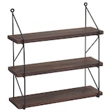 thumbnail of Estante de pared HWC-K78, estante colgante estante flotante, 3 estantes metal madera maciza industrial 40x40x13cm ~ marrón oscuro