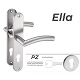 thumbnail of Langschild Drückergarnitur Edelstahl gebürstet ELLA PZ - Profizylinder Türbeschlag für Innentüren