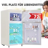 thumbnail of Kompakter 46×45×91 cm Retro Kühlschrank 72L Zweitürig Gefrierfach 21L Kühlfach 51L Energiesparend E-Klasse Verstellbare Einlegeböden Weiß