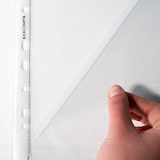 thumbnail of Exacompta 5800E Packung mit 100 Stück Prospekthüllen oben und seitlich geöffnet, glatt und gelocht aus PP 60µ, DIN A4 - Kristall