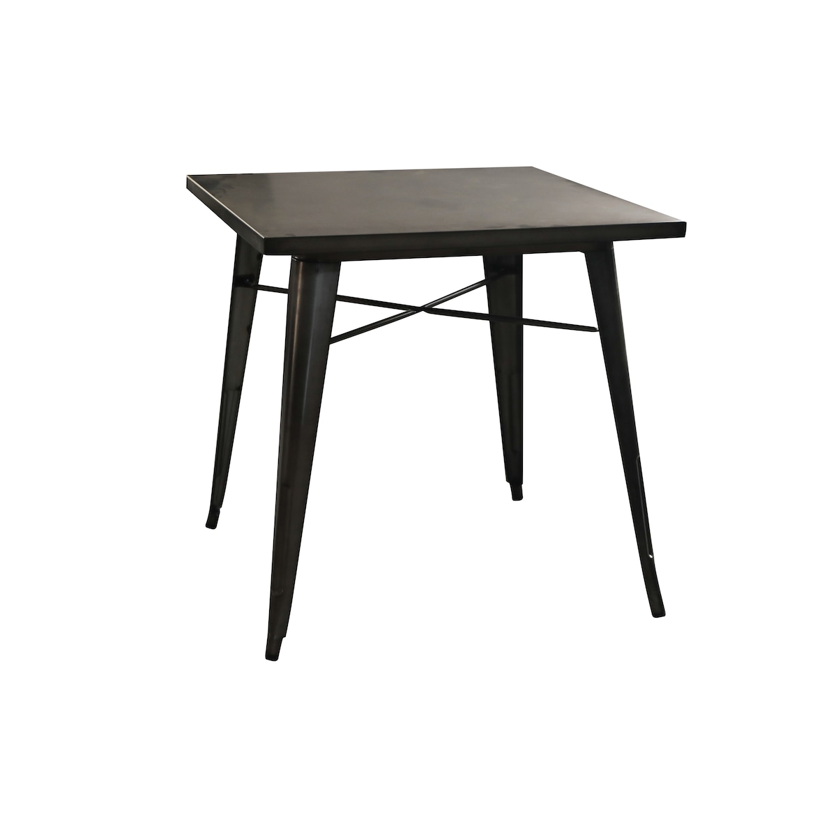 Table de bistrot, acier, galvanisé mat, 76 x 76 cm, gris