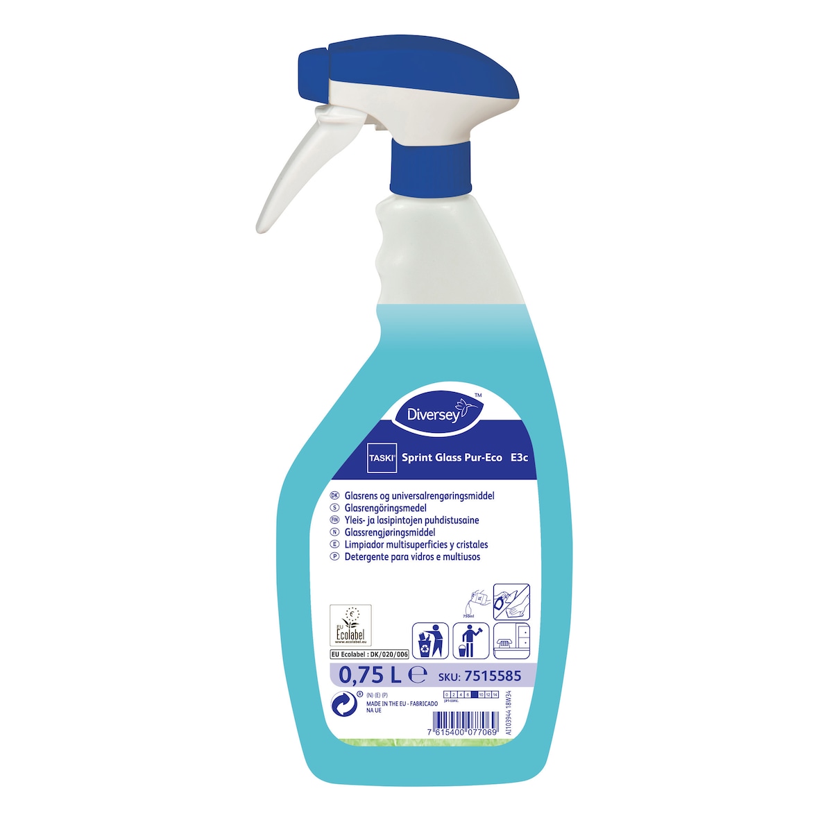 TASKI | Sprint Glass Pur-Eco E3c - Detergente limpiacristales - 750 ml