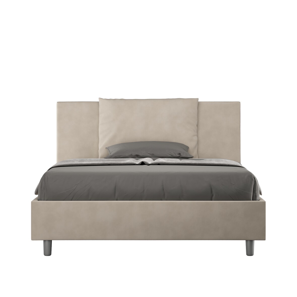 Letto senza rete imbottito 140x200 microfibra sabbia Antea