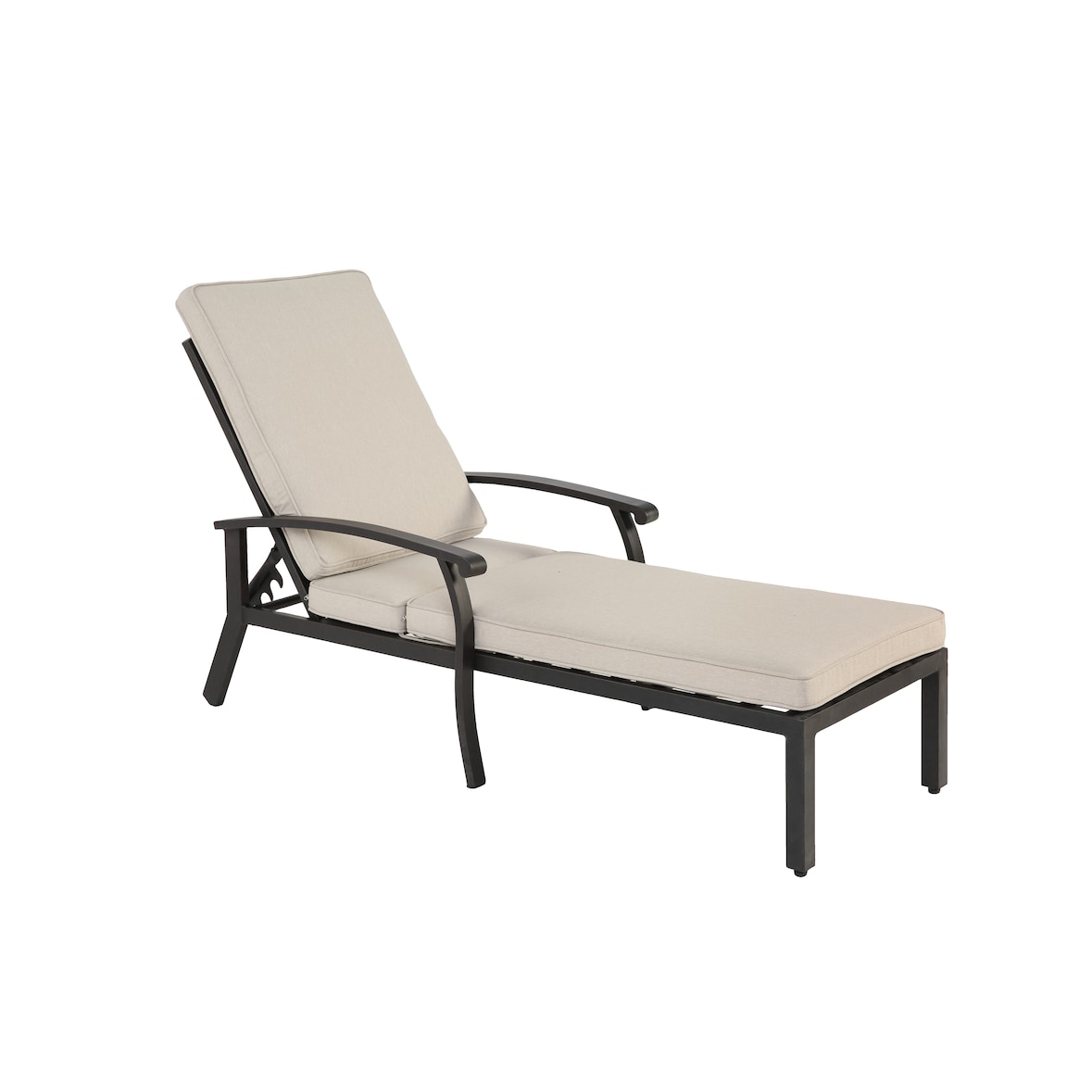 Sonnenliege Garten Aluminium Beige 204x58x100 cm mit Baumwollkissen verstellbare Rückenlehne rostbeständig wasserfest Kreuzgewebe Outdoor