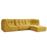 thumbnail of Divano componibile con pouf, tessuto, 260cm, 3 posti, giallo