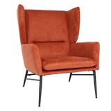 thumbnail of Lounge-Sessel HWC-L62, Ohrensessel Cocktailsessel Sessel Polstersessel, Stoff/Textil Metall ~ terracotta-braun