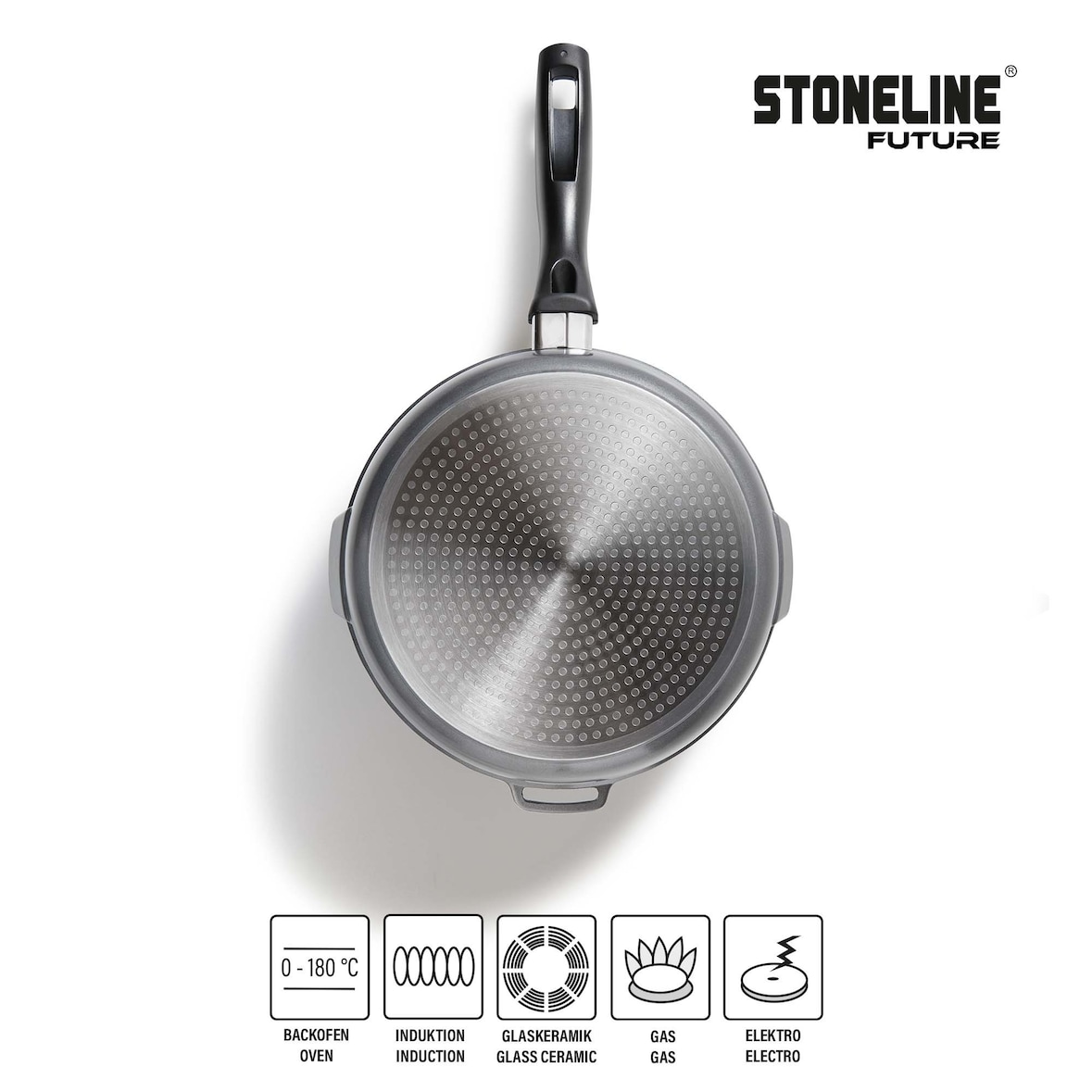 STONELINE® Future Topfset 8-teilig mit Sieb Deckeln, beschichtete Töpfe & Pfannen Induktion geeignet