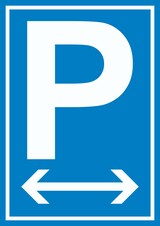 thumbnail of P Parkplatz Schild mit Pfeil nach rechts und links A3 Rückseite selbstklebend