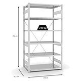 thumbnail of PROREGAL Fachbodenregal Stecksystem | Grundregal | HxBxT 250x130x80cm | 6 Ebenen | Fachlast 240 kg | Einseitig nutzbar | Lichtgrau