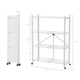 thumbnail of PROREGAL BERLINLODGE KLAP Étagère pliable avec roulettes, 4 étagères/compartiments, Blanc, Charge max. 200kg, HxLxP 127x72x34cm
