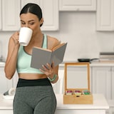 thumbnail of Relaxdays Teebox, 12 Fächer, Bambus, HxBxT: 9,5 x 26,5 x 28,5 cm, für Tee & Kaffeepads, Teebehälter mit Deckel, natur