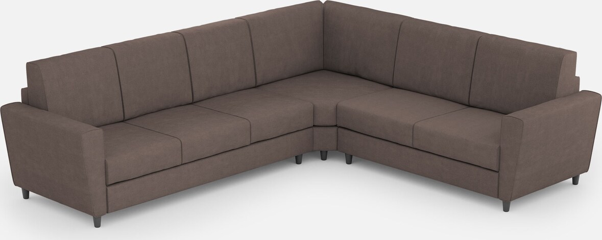 Yasel 3-Sitzer-Sofa (drei 60-cm-Sitze) + Ecksofa + mittleres 2-Sitzer-Sofa (zwei 70-cm-Sitze), Außenmaße L.288x248 Taupe