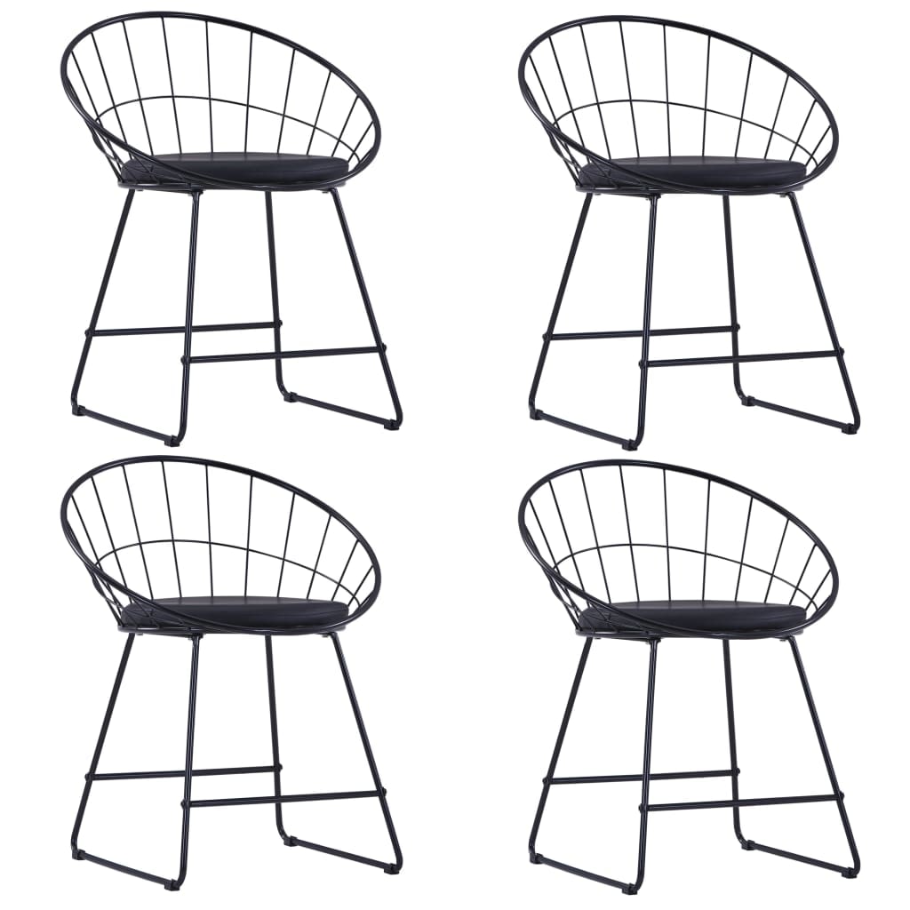 vidaXL Esszimmerstühle mit Kunstledersitzen 4 Stk. Schwarz Stahl