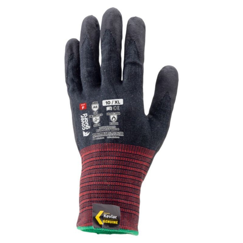 Coverguard - Gants anti-coupures renforcés en milieu sec coupure F en Kevlar et mousse nitrile tactile EUROCUT N606 (Pack de 10) http://carbonn.fr/img