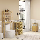 thumbnail of Toilettenregal Bambus Natur 68x20x165 cm 3 Ebenen Standregal über Toilette mit Kippschutz, platzsparender Bad Organizer, offene Ablagen