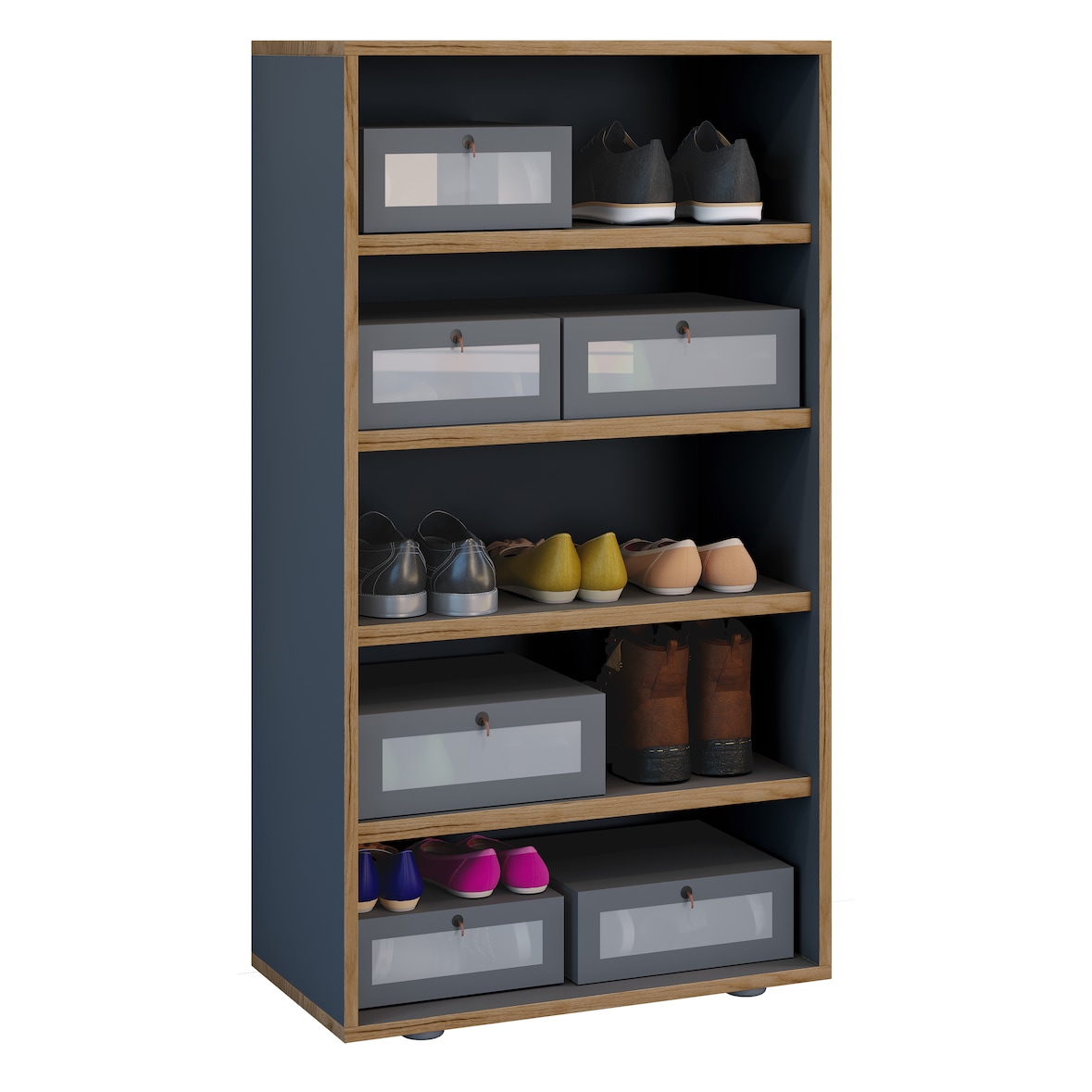VCM Schuhregal Salia Anthrazit H. 110 x B. 60 x T. 33 cm