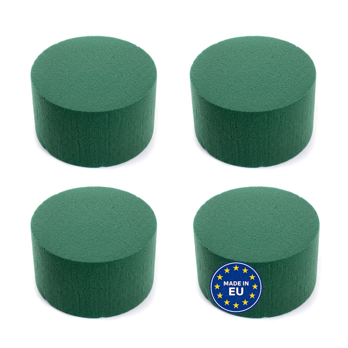 4 Nass Steckschaum Rund 8x5cm Frischblumen Schnittblumen Blumen Steckmasse Steckschwamm Blumensteckschaum Floristik Zubehör Floristikbedarf Uni Grün