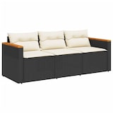 thumbnail of vidaXL Gartensofa mit Kissen 3-Sitzer Schwarz Poly Rattan