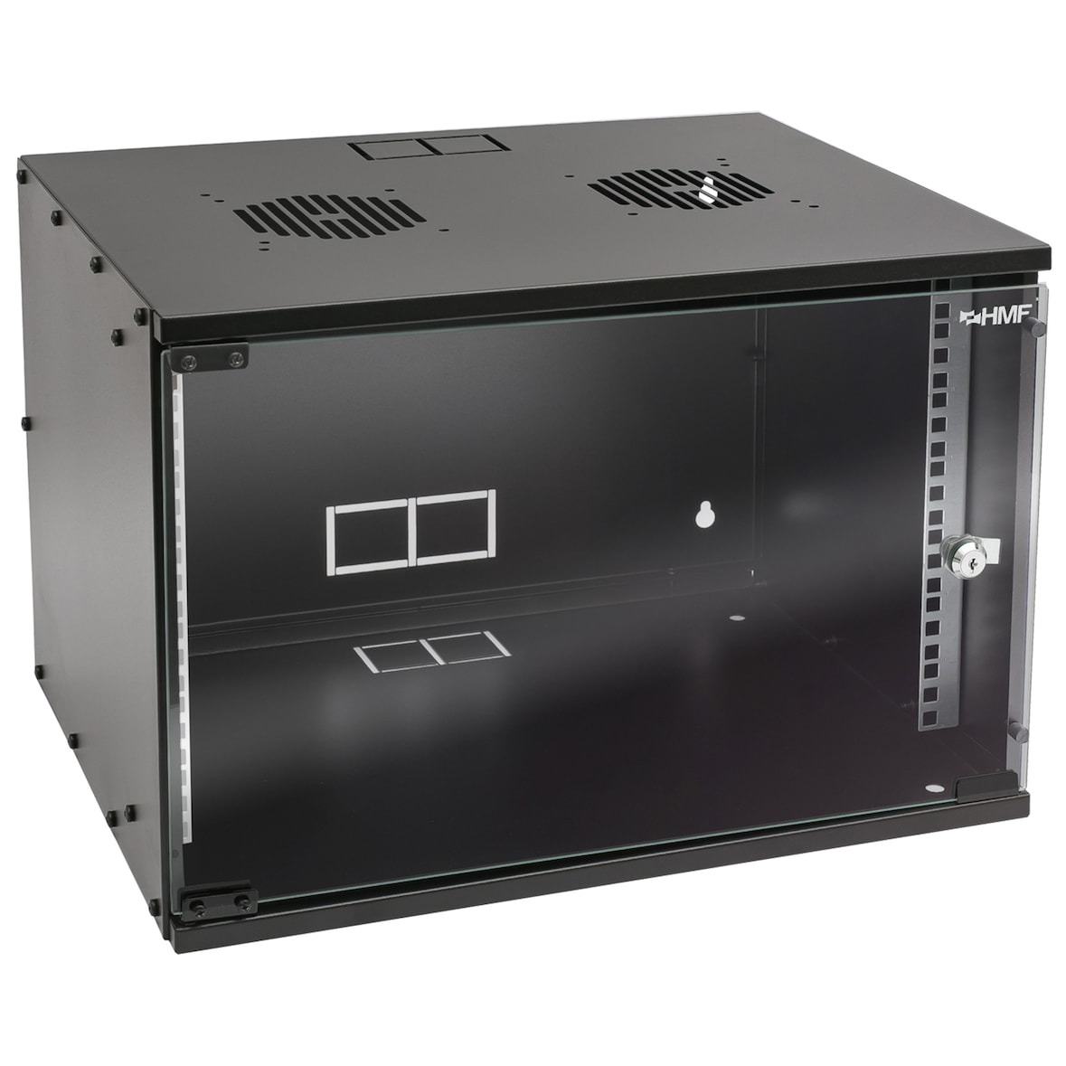 HMF 65707-02 Serverschrank 19 Zoll, 7 HE, 51 x 40 x 36 cm, Schwarz