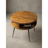 thumbnail of Couchtisch Sheesham Massivholz / Metall 60x45x60 cm Tisch Wohnzimmer, Design Beistelltisch mit Ablage, Kleiner Wohnzimmertisch Rund