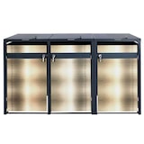 thumbnail of 3er Mülltonnenverkleidung HWC-J82, Mülltonnenbox, erweiterbar, Metall 80kg, anthrazit ~ gold