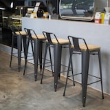 thumbnail of Bolero Bistro Hochbarstuhl Mit Holzsitz Grau (4 Stück)