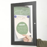 thumbnail of Danieli Store | Tablón de anuncios con cerradura | Tablones magnéticos de aluminio para exteriores con puerta abatible, acabado en negro (A4)