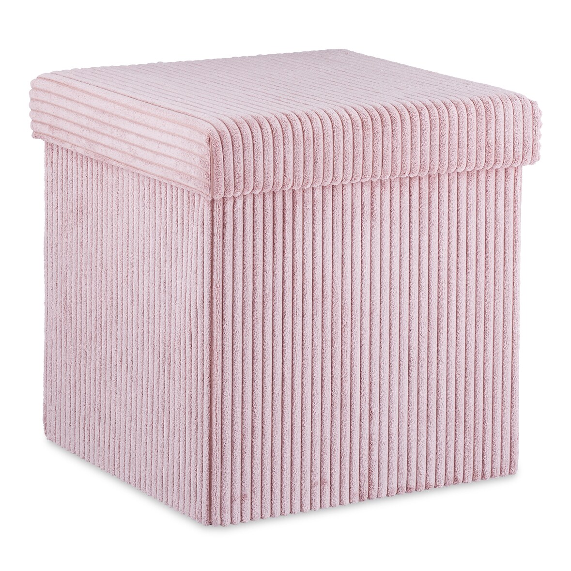 Relaxdays Sitzwürfel, faltbar, Sitzhocker mit Stauraum, Kordsamt, quadratisch, mit Deckel, Samthocker 38x38x38 cm, rosa