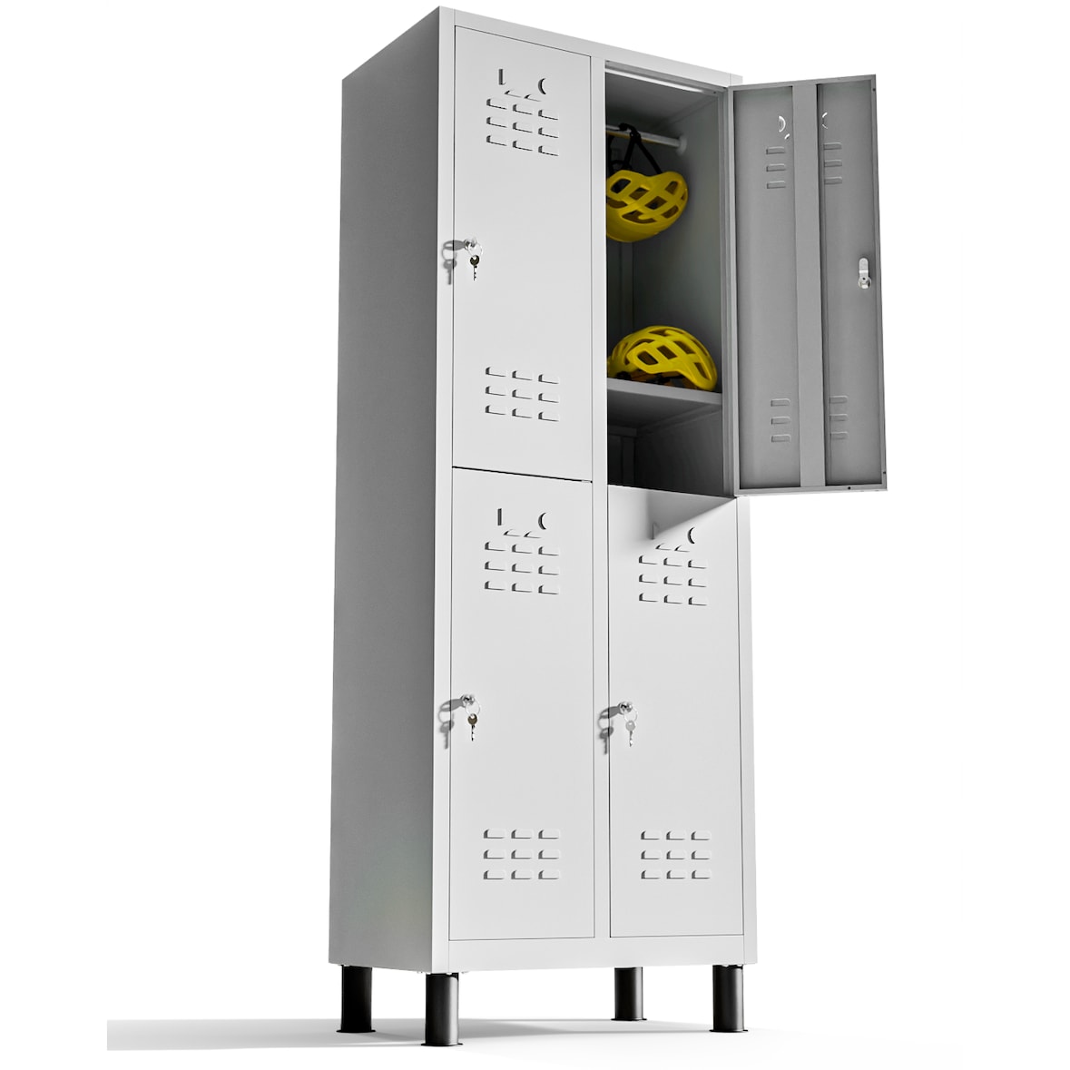 Cacifo metálico de 4 portas 180x65x40 cm para a sua oficina ou escritório cacifo metálico com fechadura (Cinzento)