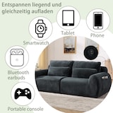 thumbnail of Merax 2-Sitzer Sofa mit USB-Ladeanschluss & Seitentasche, hochfedernder Schaumstoff, Samt, Grau