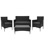 thumbnail of Poly-Rattan Garnitur HWC-F55, Balkon-/Garten-/Lounge-Set Sofa Sitzgruppe ~ schwarz, Kissen dunkelgrau
