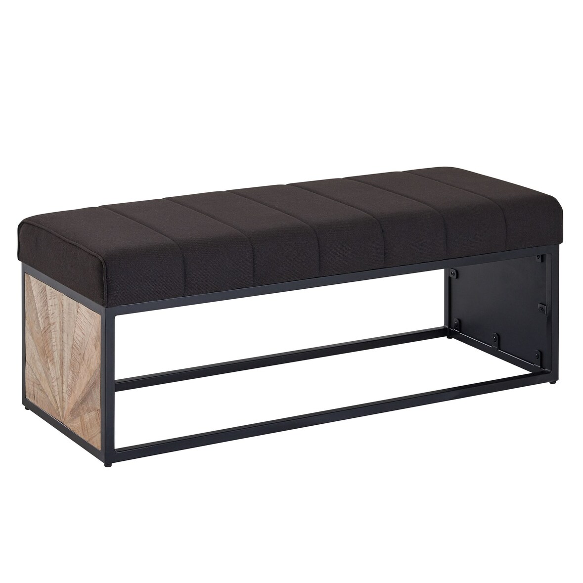Sitzbank Stoff Schwarz 105x40x40 cm Flur Polsterbank mit Metallgestell, Design Bettbank Schlafzimmer, Flurbank