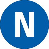 thumbnail of Aufkleber I Leiterkennzeichen N Neutralleiter, RoHS-konform, Folie, selbstklebend, Ø 16mm, 20/Bogen, DIN EN 60445 / IEC 60417