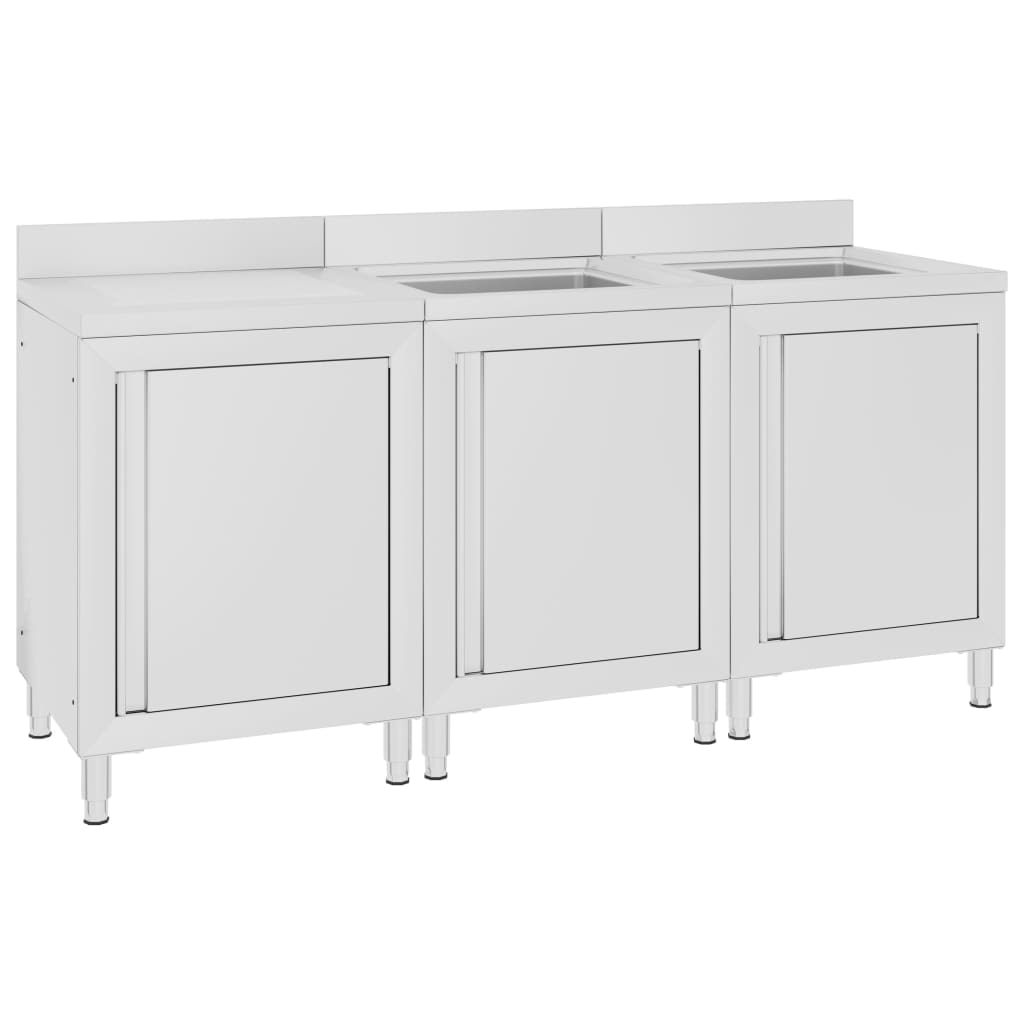 Fregadero de cocina profesional acero inoxidable 180x60x96 cm