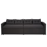 thumbnail of Juego de polirratán HWC-J34, juego de balcón/jardín/salón Sofá, compartimento ~ negro, cojines gris oscuro