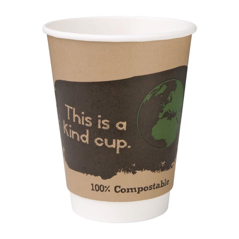 Pak van 500 Fiesta Compostable composteerbare dubbelwandige koffiebekers 35,5cl