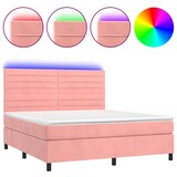 thumbnail of vidaXL Boxspringbett mit Matratze & LED Rosa 180x200 cm Samt