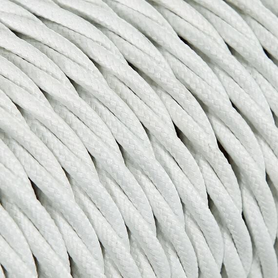 Câble Electrique Blanc en Textile Torsadé 3x0.75mm² - Fil Electrique Tissu