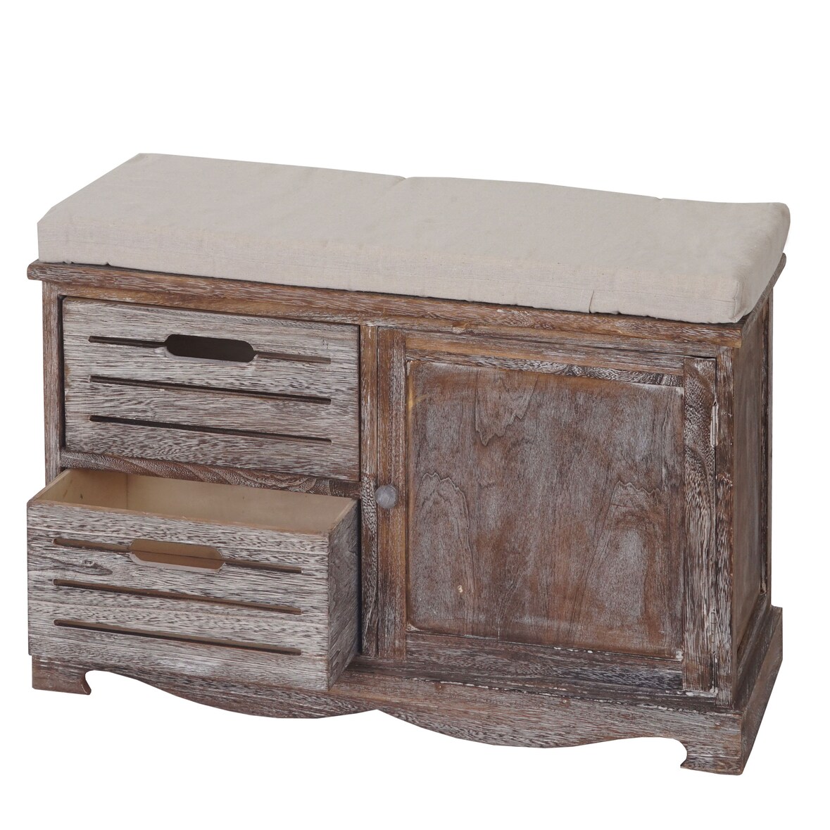 Sitzbank HWC-J22, Bank Kommode, Shabby-Look Vintage FSC-zertifiziert 49x71x32cm braun